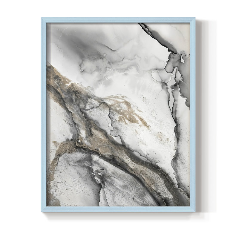Abstract Ink Fantasy II Framed Print - Solid Wood, Blue, 10" H x 8" W