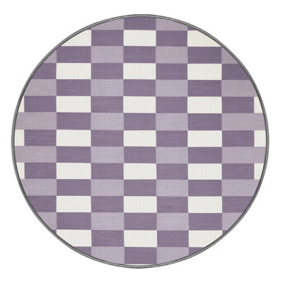 Machine Washable Checkered Pink Area Rug