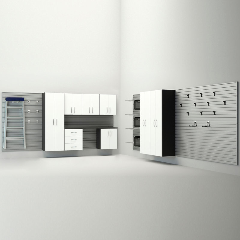 8 Piece Complete Storage System, White/Silver