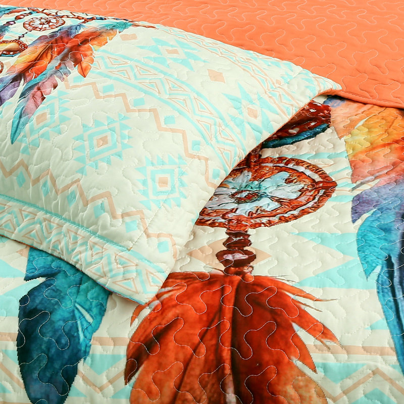 ME502 Polyester Quilted Abstract Quilt, King Quilt + 2 King Shams