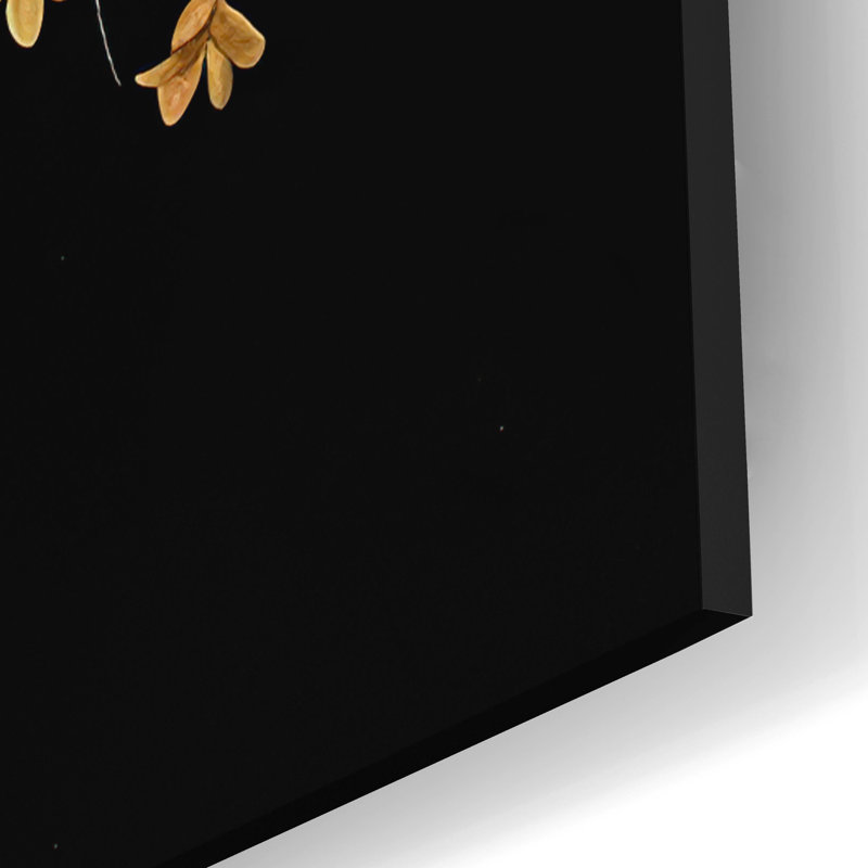 Art mural en verre Fleurs en fond noir 1 'par Momart, H 24 po x l 16 po x P 0,2 po