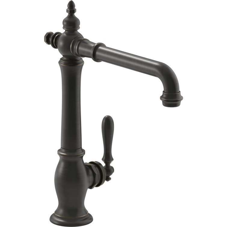 Artifacts Single-Hole Kitchen Sink Faucet with 13-1/2-in Swing Spout, Victorian Spout Design