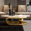 Liliane 51.18'' Pandora Contemporary Oval Coffee Table With Gold Stainless Steel Base, Faux Marble Countertop For Living Room