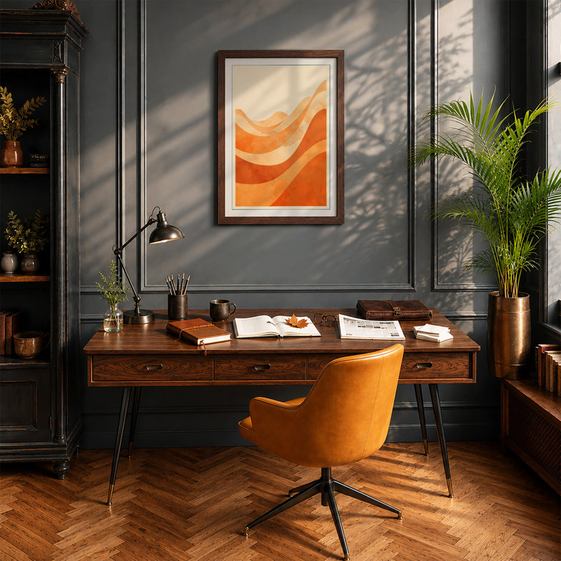 Earth Waves Modern - Print, Walnut, A3 - 42.0 x 29.7 cm