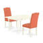 L'ensemble de meubles de salle à manger 3 pièces contient une table de salle à manger rectangulaire avec Dropleaf et 2 chaises parsons en simili cuir flamant rose, lin blanc-106903174-109975704-106903168