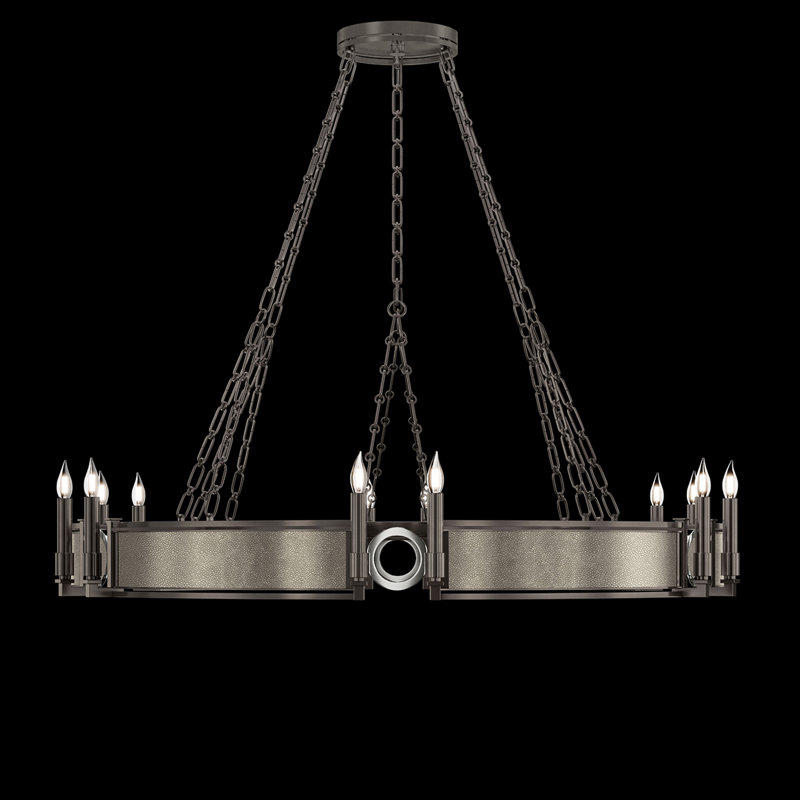 Lustre rond l 49,75 po Mirage, Coco / nickel / acier de minuit