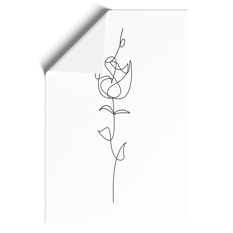 Line Flower - Unframed Graphic Art, 84cm H x 59cm W x 0.1cm D