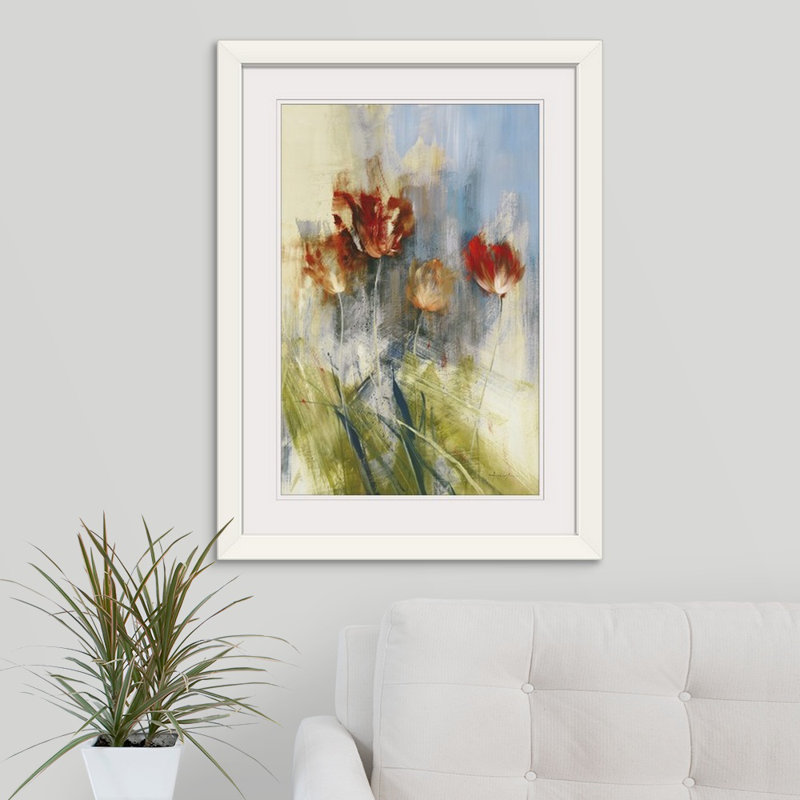 " Tulips " by Simon Addyman, 32" H x 24" W x 1" D, White Framed