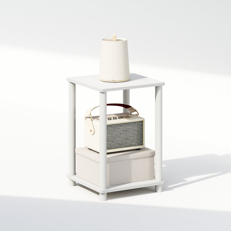 Furinno Turn-N-Tube Nightstand, Bedside Table, White/White, White/White