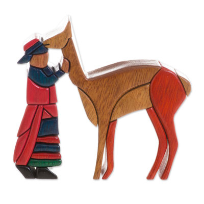 Figurine en bois cuzco berger Salalima