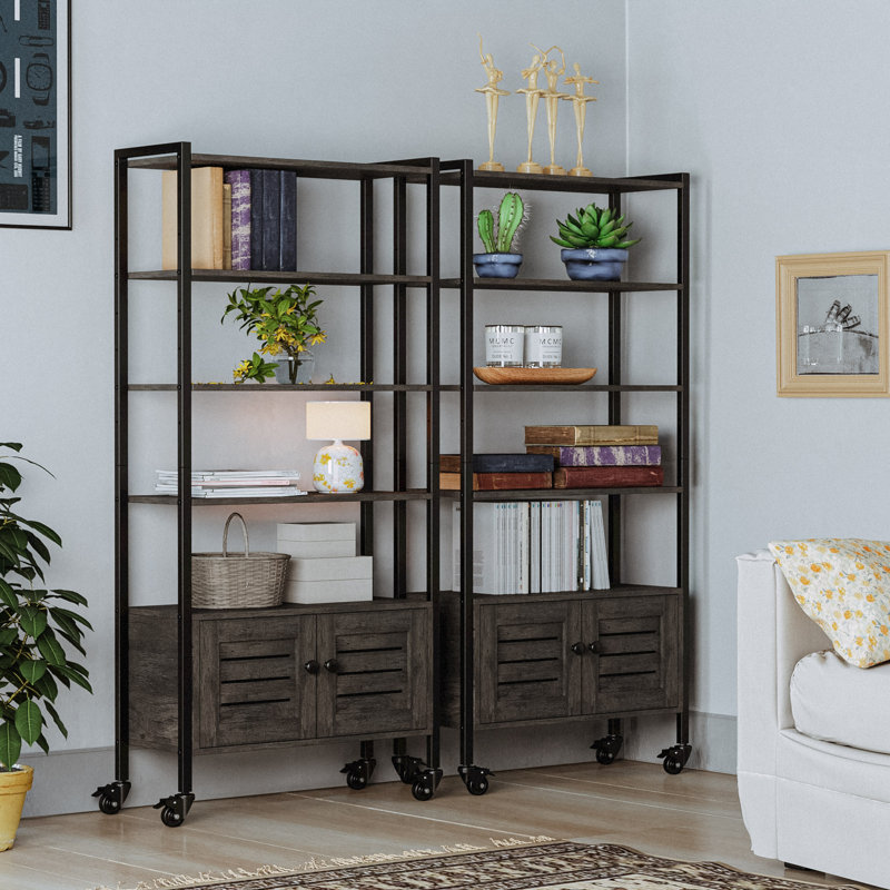 Keegen Storage Bookcase, Vintage Gray, (4 Shelves) 56.7" H x 27.6" W x 11.2" D