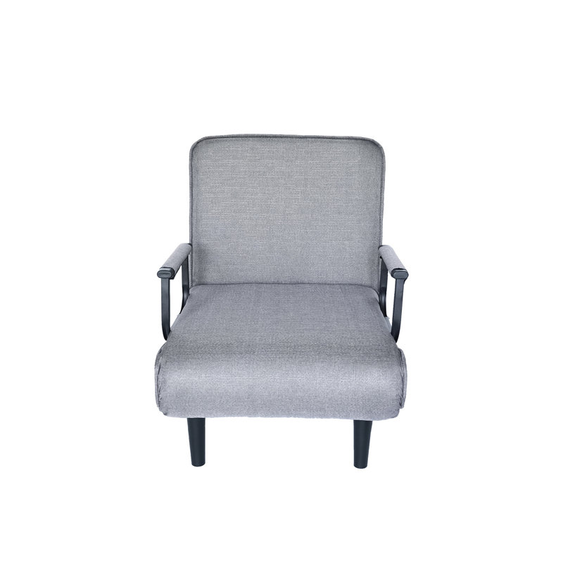 Fauteuil-lit pliable gris - Lin haut, structure en métal, métal de salon pliant facile à assembler, confortable