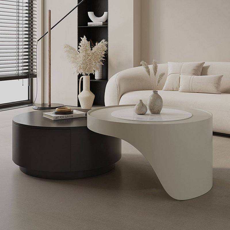 Creamwind retractable creative end table, 16.14" H x 31.49" L x 31.49" W