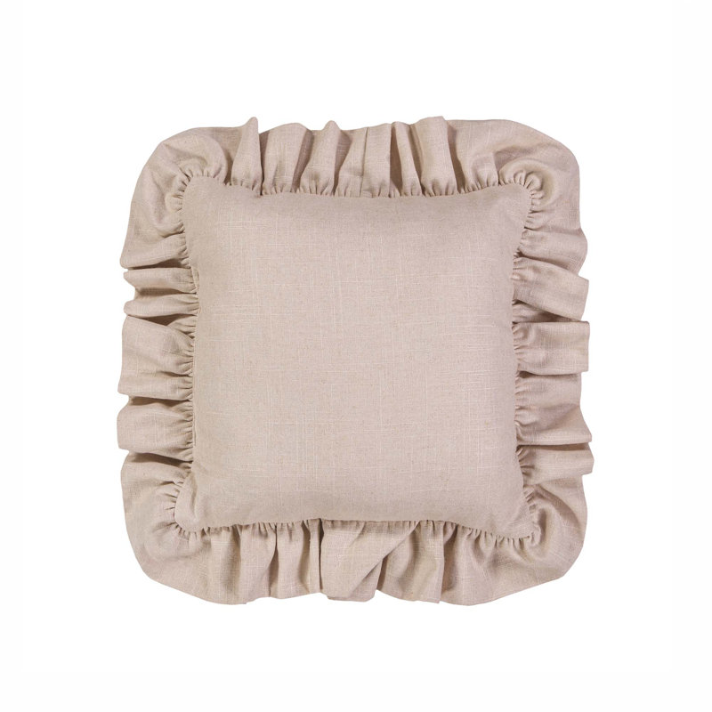 Classic Linen Ruffled Square Pillow, Classic Linen - Alabaster