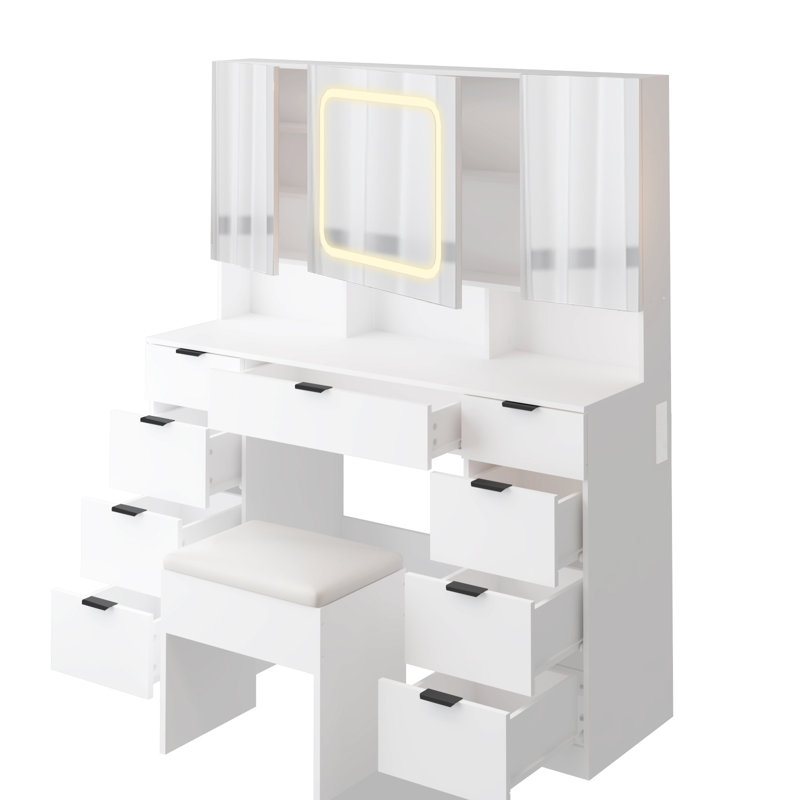 Makeup Vanity Set With USB, White