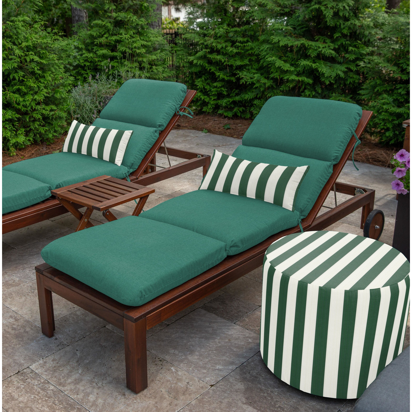 Marlowe Sunbrella® 1-Piece Outdoor Chaise Cushion, Spectrum Aztec Green Sunbrella® Canvas