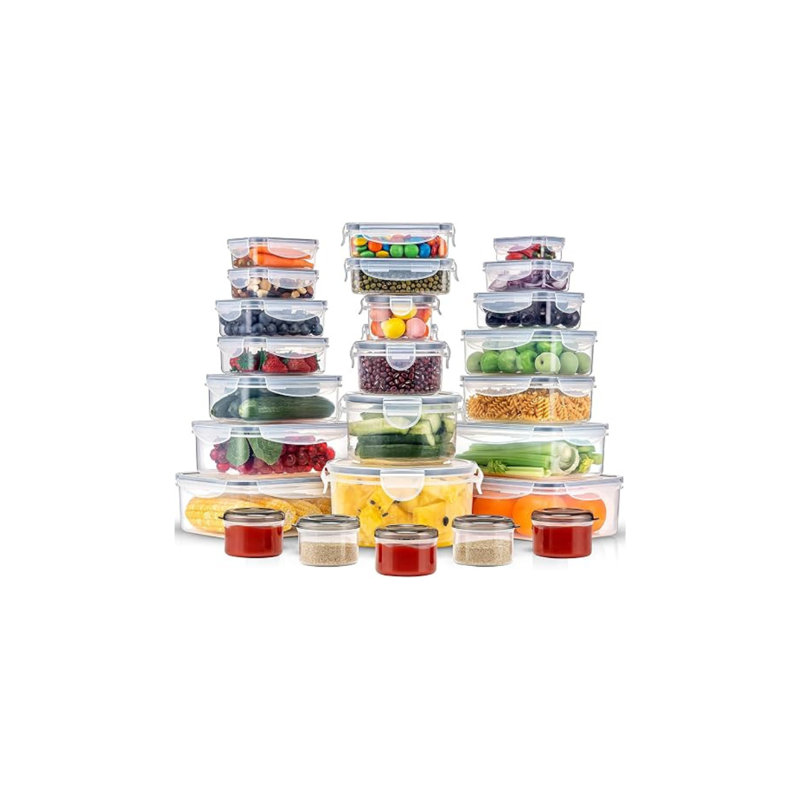 50-Piece Food Storage Container Set with Lids, 25-Piece Reusable Meal Prep & Pantry Storage Containers