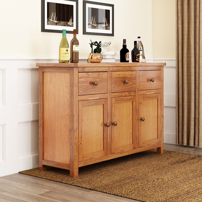 Solid Wood Sideboard (Long), Amber Red