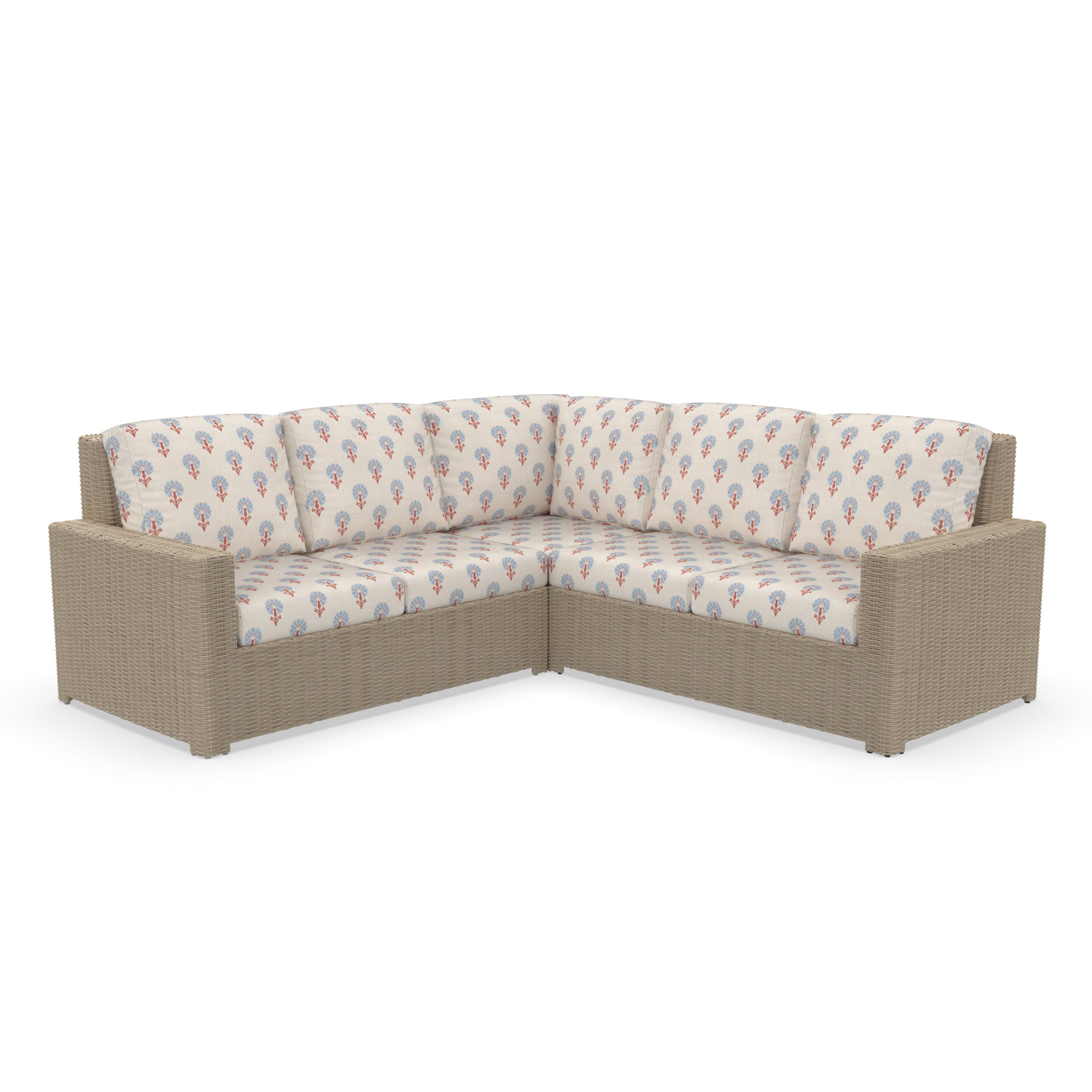 Henri Outdoor Patio Sectional With Sunbrella Cushions, Mira Bluebell