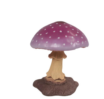 Statue de petit champignon surdimensionné, Blanc / gris / jaune / mauve / brun clair