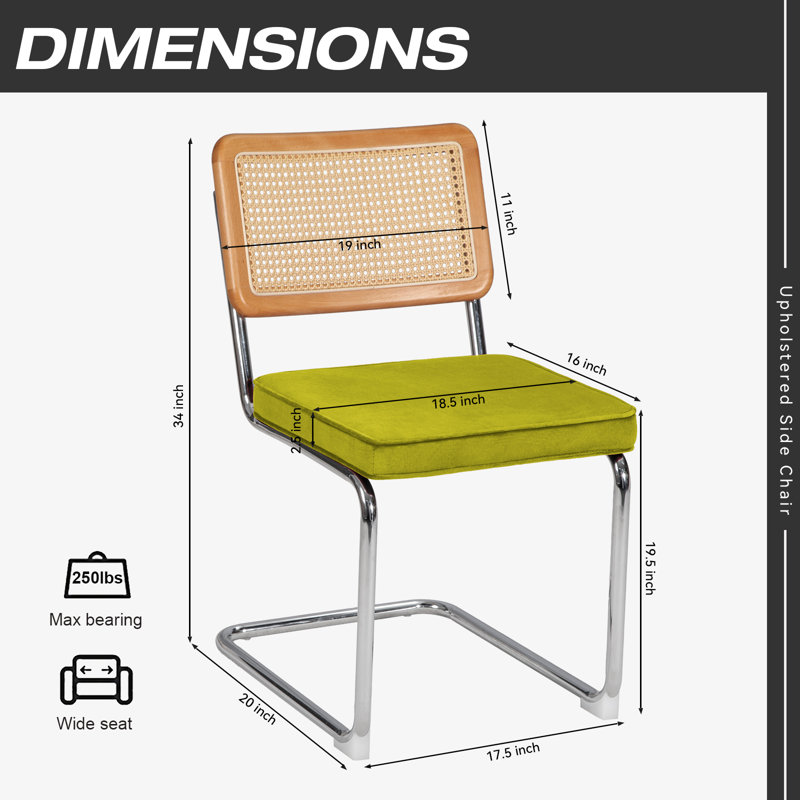 Ajka 19.5'' H Tufted Upholstered Metal Side Chair, Natural/Silver, Green
