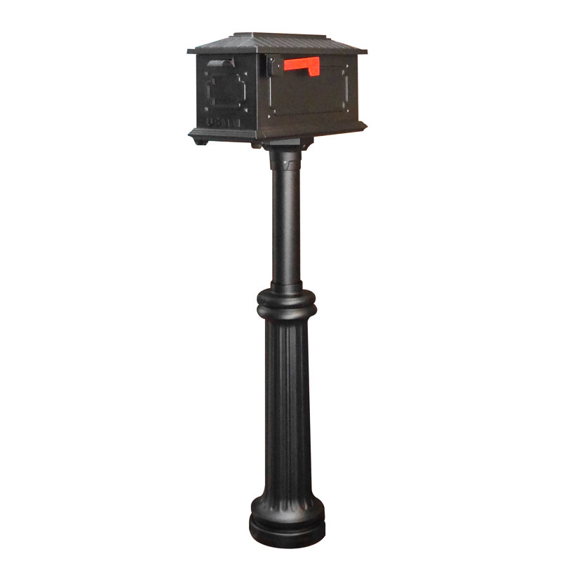 Kingston Aluminum Post Mounted Mailbox, Black