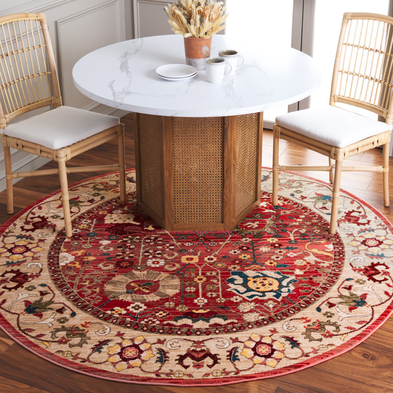 Tapis performance oriental Kurtz, Rond 6 pi 7 po, Red/Beige