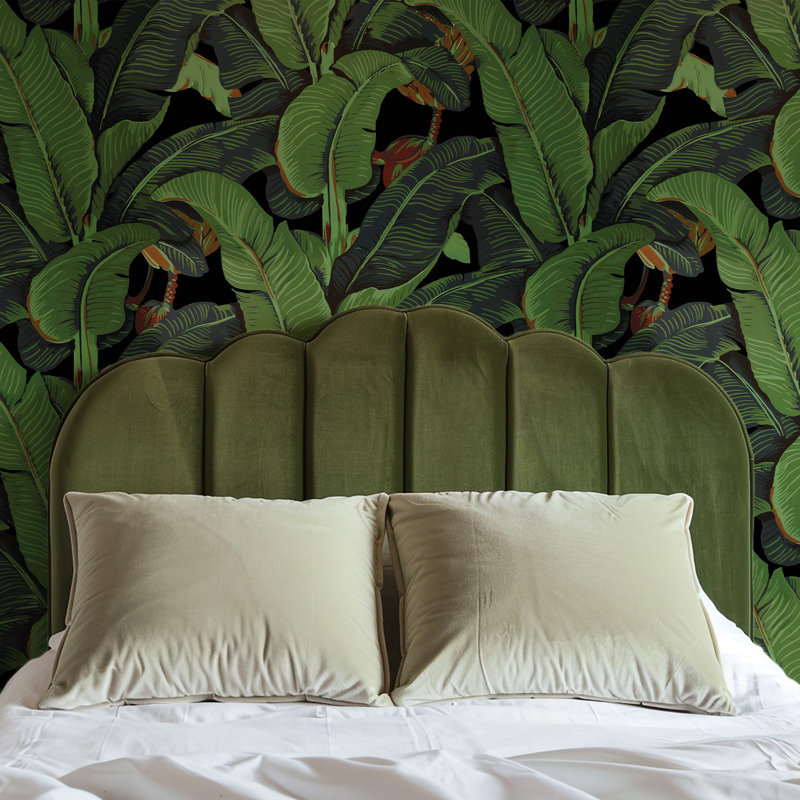 Black and Green Banana Leaf Wallpaper