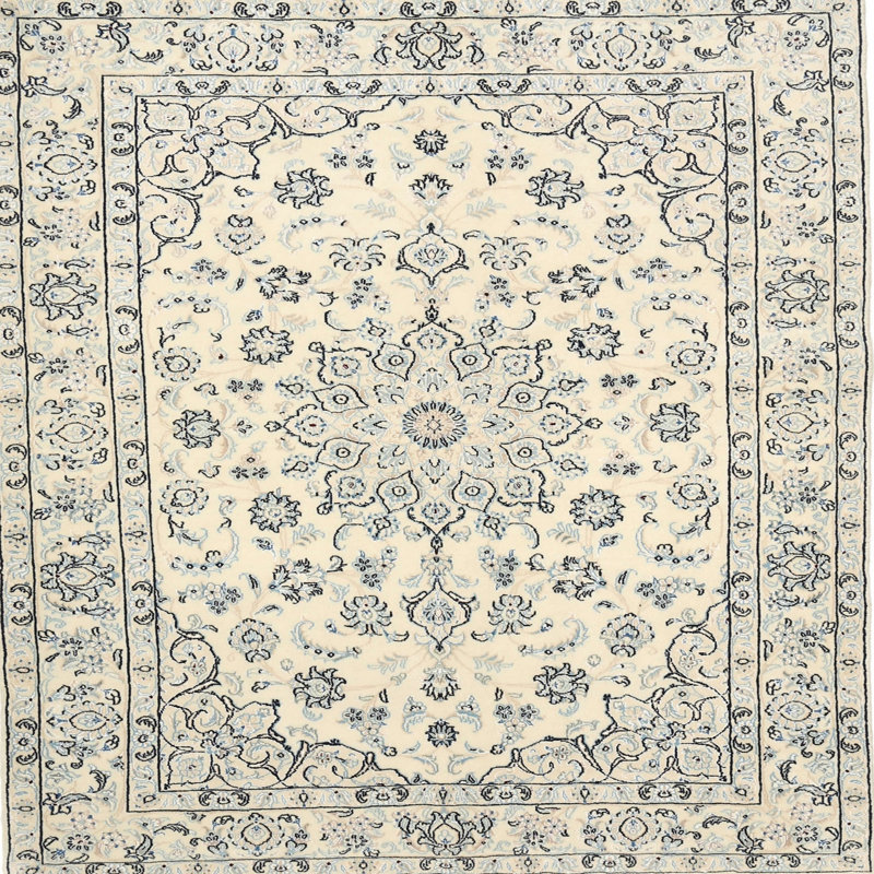 Gris/beige oriental Tapis décoratif, Carré 7 pi