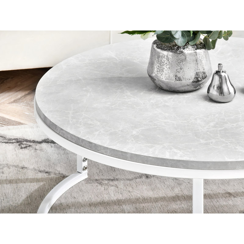 Centeno Frame Coffee Table, 36cm H x 80cm W x 80cm D, Gray Marble, White