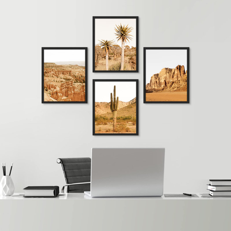 «Desert Tree Field», impression encadrée sur papier 4 pièces, Noir, H 14 po x l 11 po