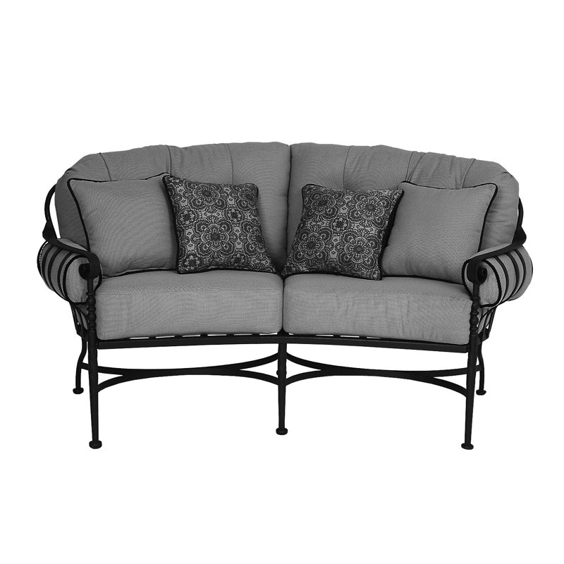 Urquhart 71'' Wide Metal Loveseat with Cushions, Dupione Bamboo