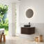 Meuble-lavabo mural 24 po Dina avec lavabo, meuble-lavabo rayé à bords arrondis avec tiroir Dina, comptoir et comptoir en verre noir transparent