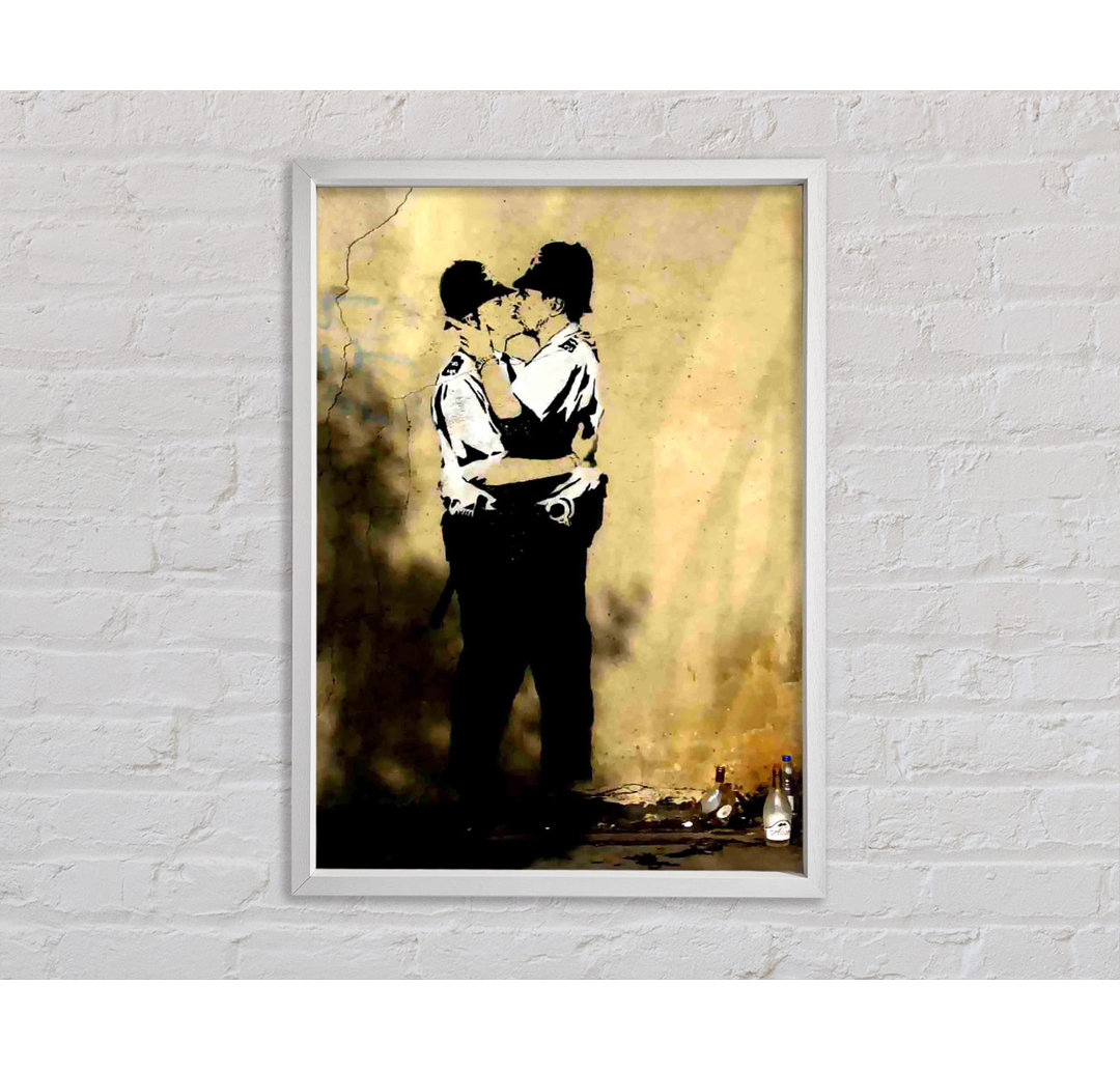 Kissing Coppers Portrait - Einzelner Bilderrahmen Kunstdrucke auf Leinwand