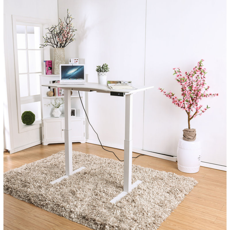 Bureau debout réglable avec prise de courant Veyron, Blanc, H 29,38 po x l 59 po x P 28 po