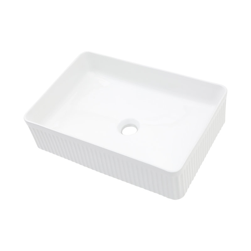 Lavabo de salle de bain vasque rectangulaire en céramique blanche | Meuble-lavabo 19,63 "x 13,69" | Idée de cadeau