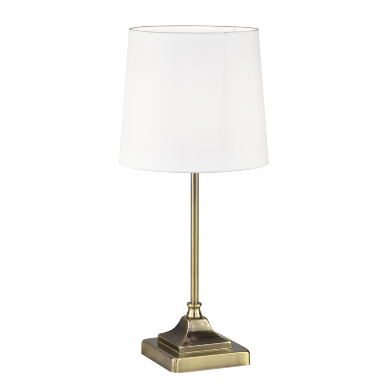 Britten Metal Table Lamp, Antique Brass, White