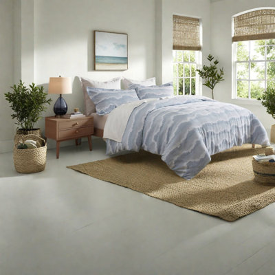 King Cotton Bedding Sets, Blue Jacquard Duvet Set for Modern Home