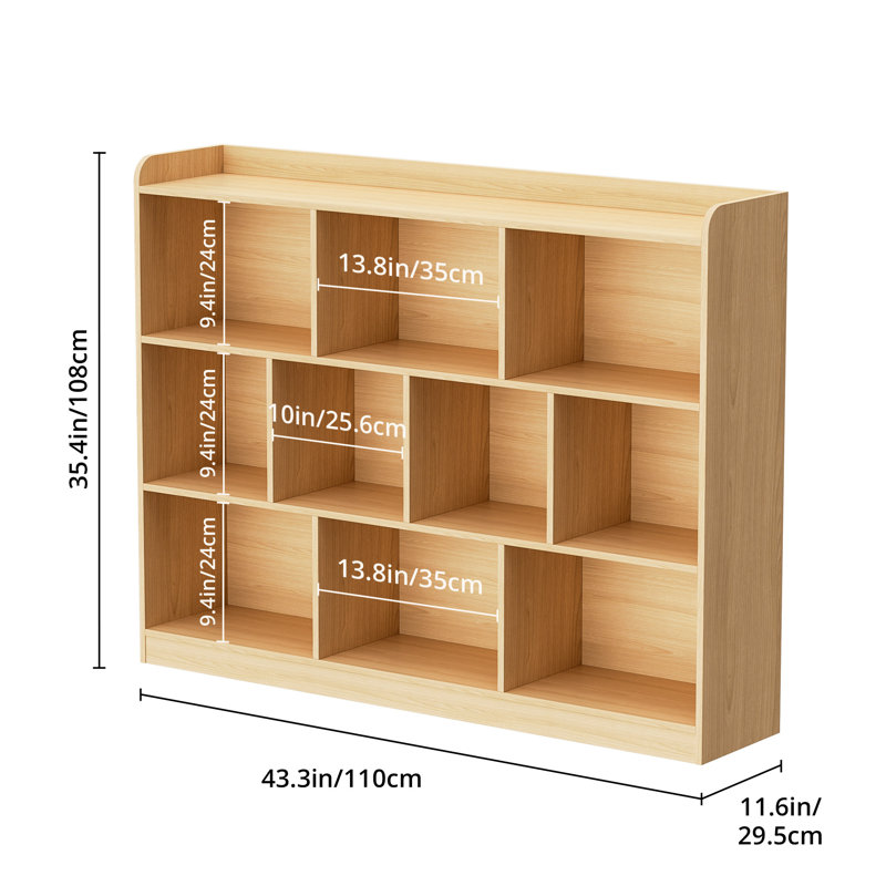 Ebern Designs White Cube Bookshelf, Wood Bookcase With 3 Tier Open Shelves, 10-cube Minimalist Storage Shelf For Living Room, 43.3" W X 35.4" H