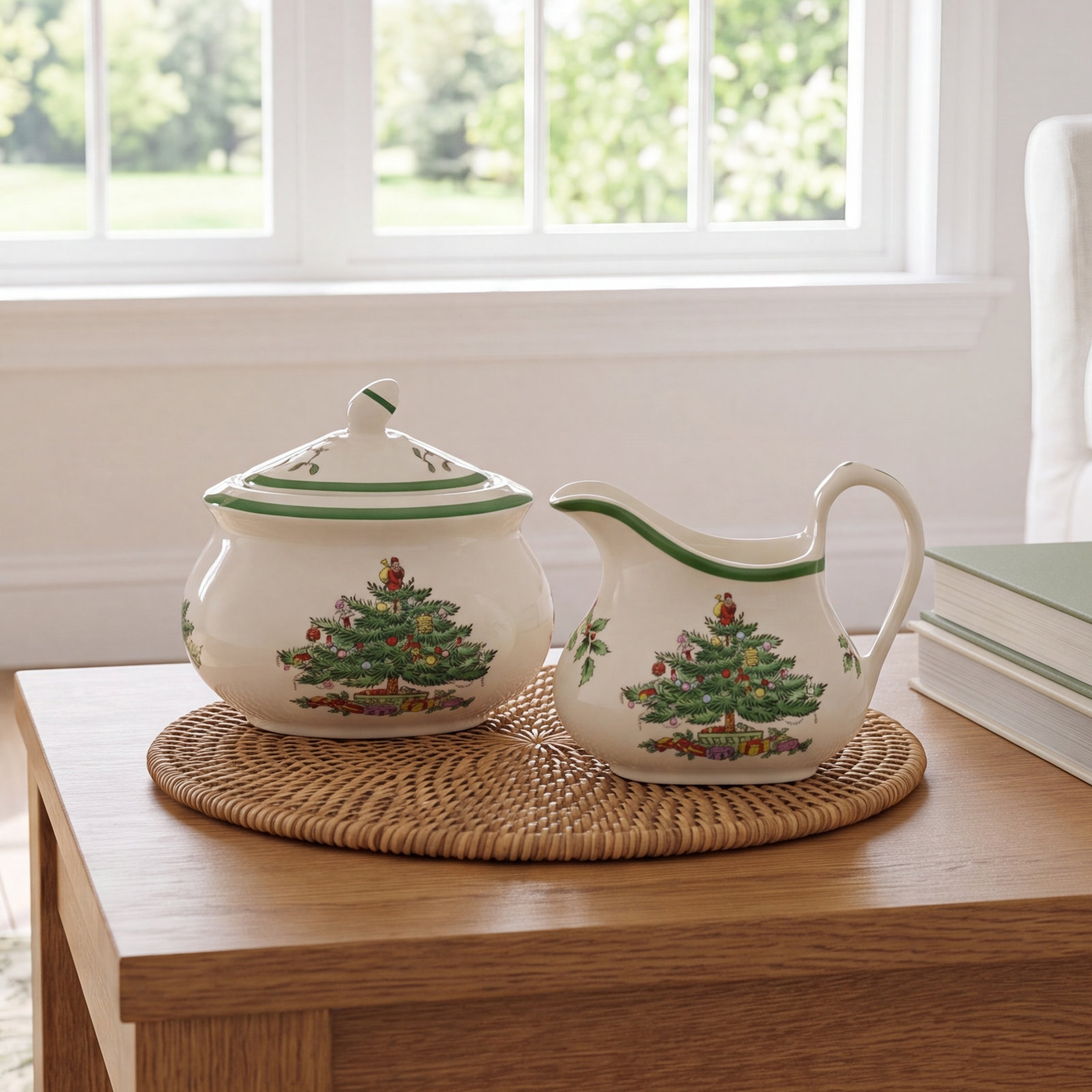 Christmas Tree 3-Piece Sugar and Creamer Set