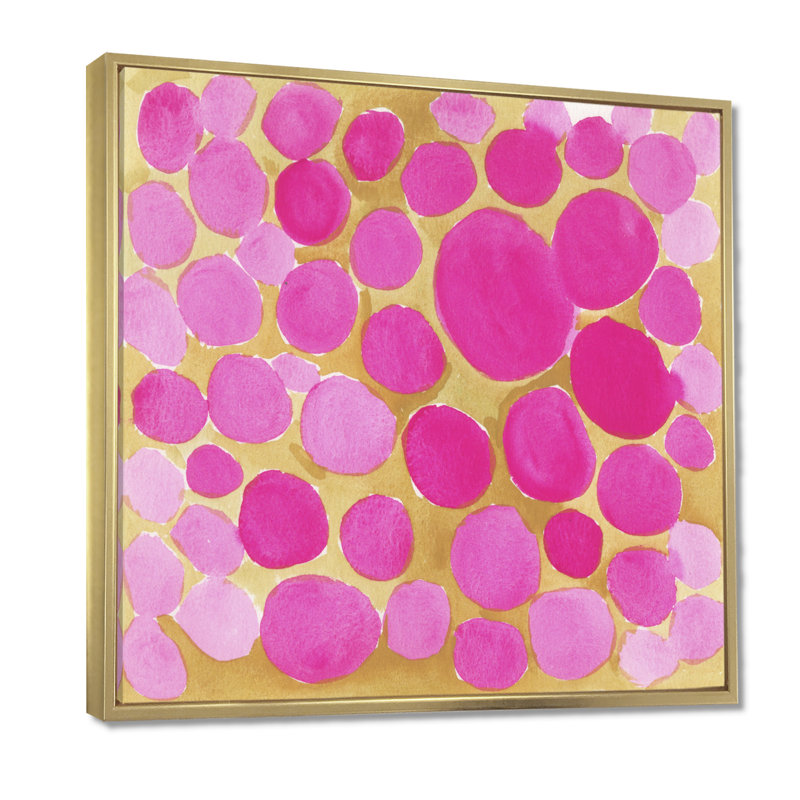 Tableau sur toile effet galets, imprimé nature zen rose - Galets roses, Cadre flottant, Doré, 44" H x 44" W