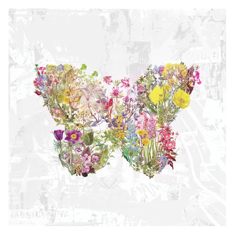 Art sur toile papillon des fleurs, H 26 po x l 26 po x P 1,5 po
