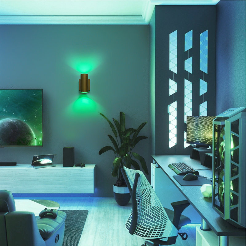 Outdoor Gold Wall Light With Rgb Led