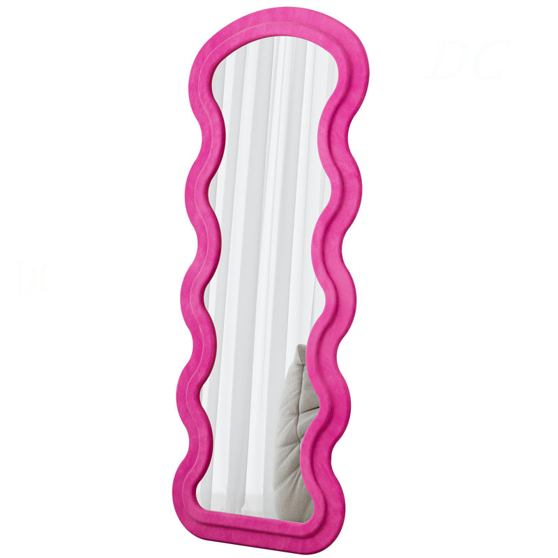 Flannel Full Length Wave Rose Floor Mirror  For Bedroom Living Room Hanging Or Against The Wall, Rose