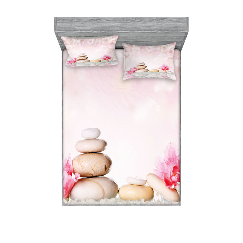 Drap-housse et coussin décoratif Ambesonne Spa, pêche rose pâle, Queen Sheet Set + 5 Additional pieces