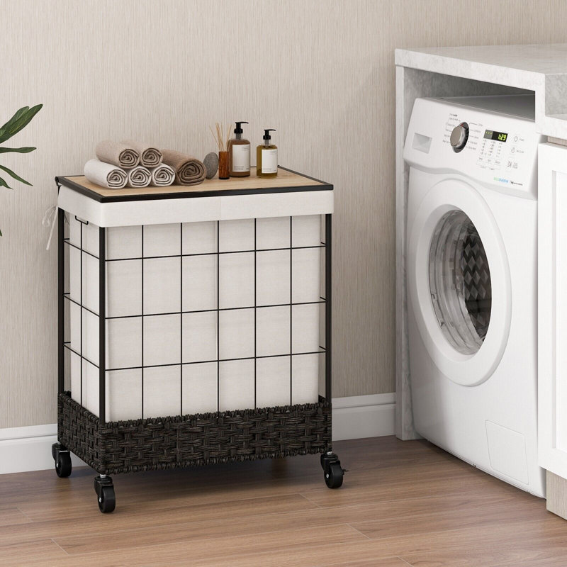 Rolling Laundry Hamper, 67cm H x 56cm W x 33cm D