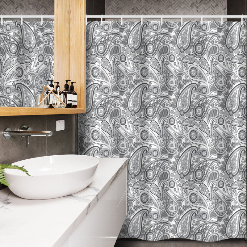 Paisley Shower Curtain with Hooks Included, 72" H x 36" W, Ilio Paisley