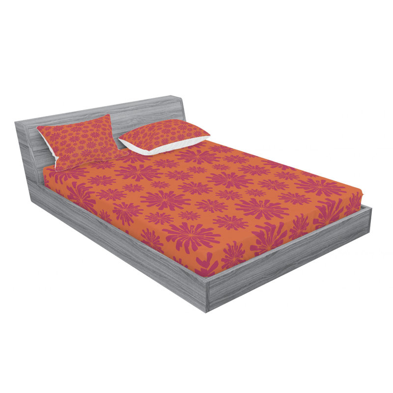 Microfiber Floral Sheet Set, Queen Sheet Set with Fitted Sheet