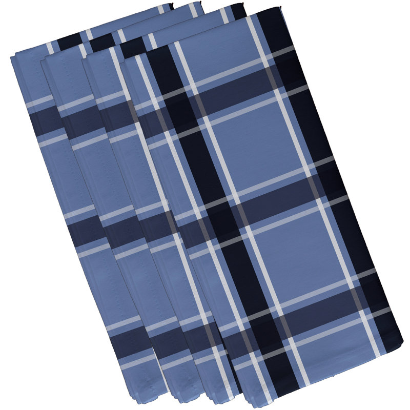 Ensemble de serviettes géométriques 4 pièces Abigail, L 18 po x L 18 po, Bleu pâle / Marine