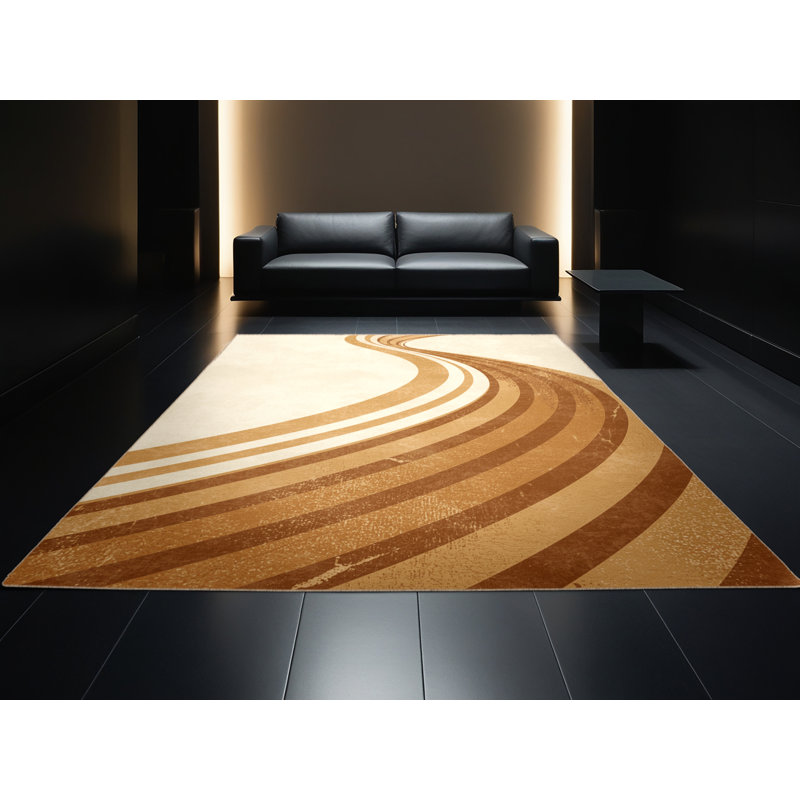 Tapis à rayures moelleux moelleux et moderne à motif de serpent Adwies Sidewinder, 6 X 9